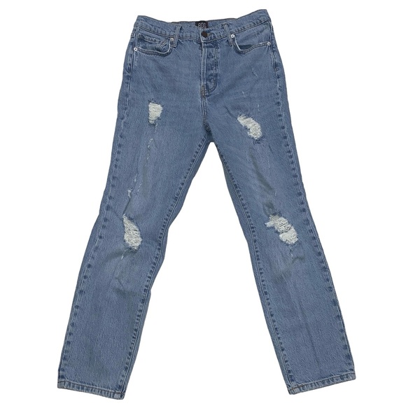 BDG Denim - BDG Urban Outfitters Distressed High Rise Button Fly Slim Straight Denim Jeans